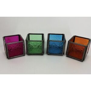 Z Gallerie Multi Color Glass Votive Tea Light Candle Holders Boho Set of 4